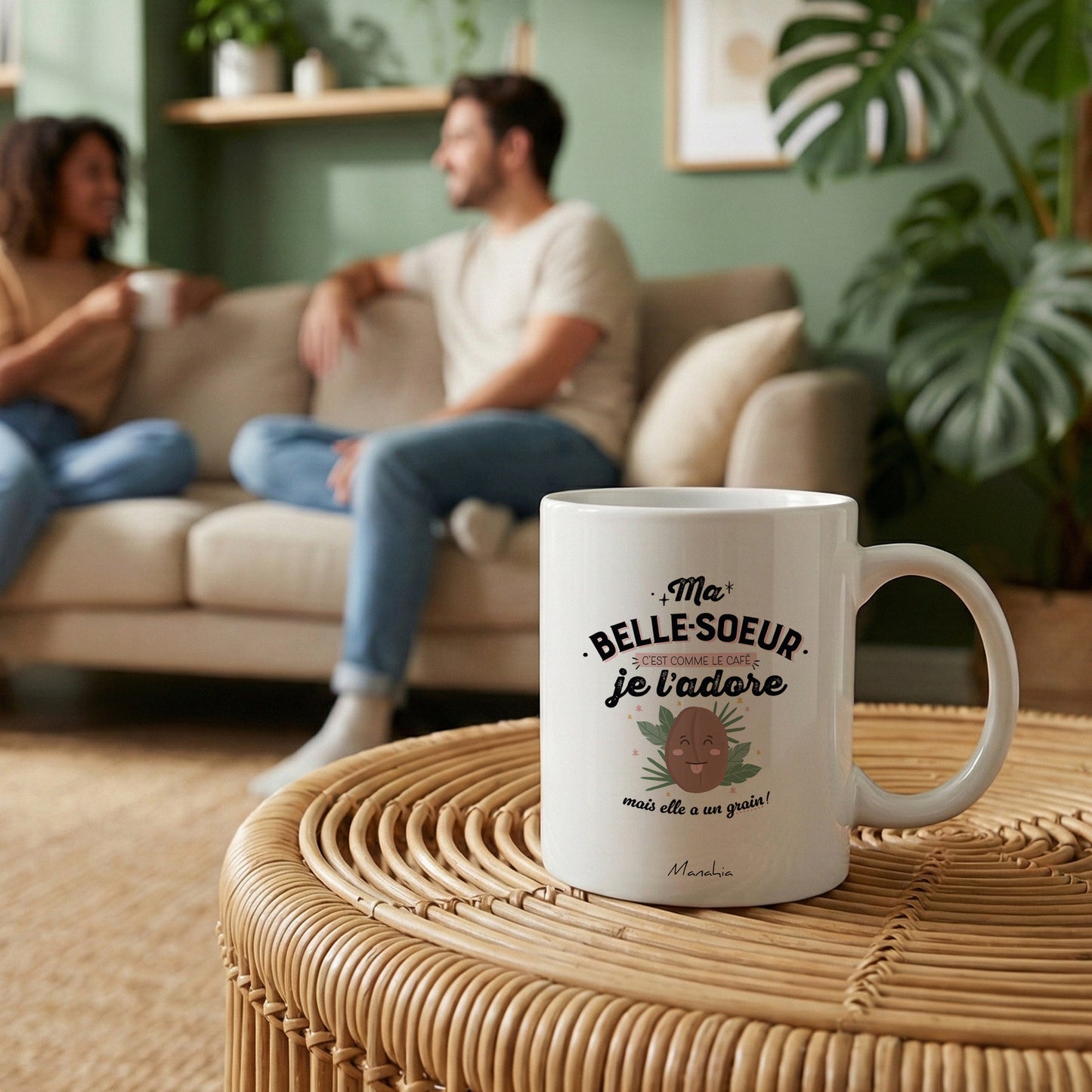 Mug belle-sœur – Ma belle-sœur c'est comme le café, je l'adore, mais elle a un grain !