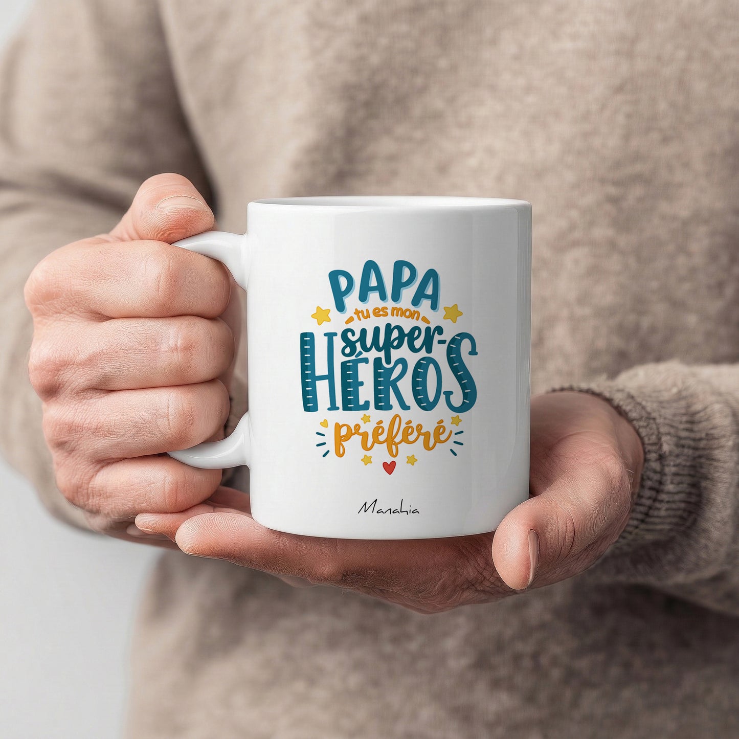 Mug papa – Papa, tu es mon super-heros préféré – cadeau papa – fête des pères