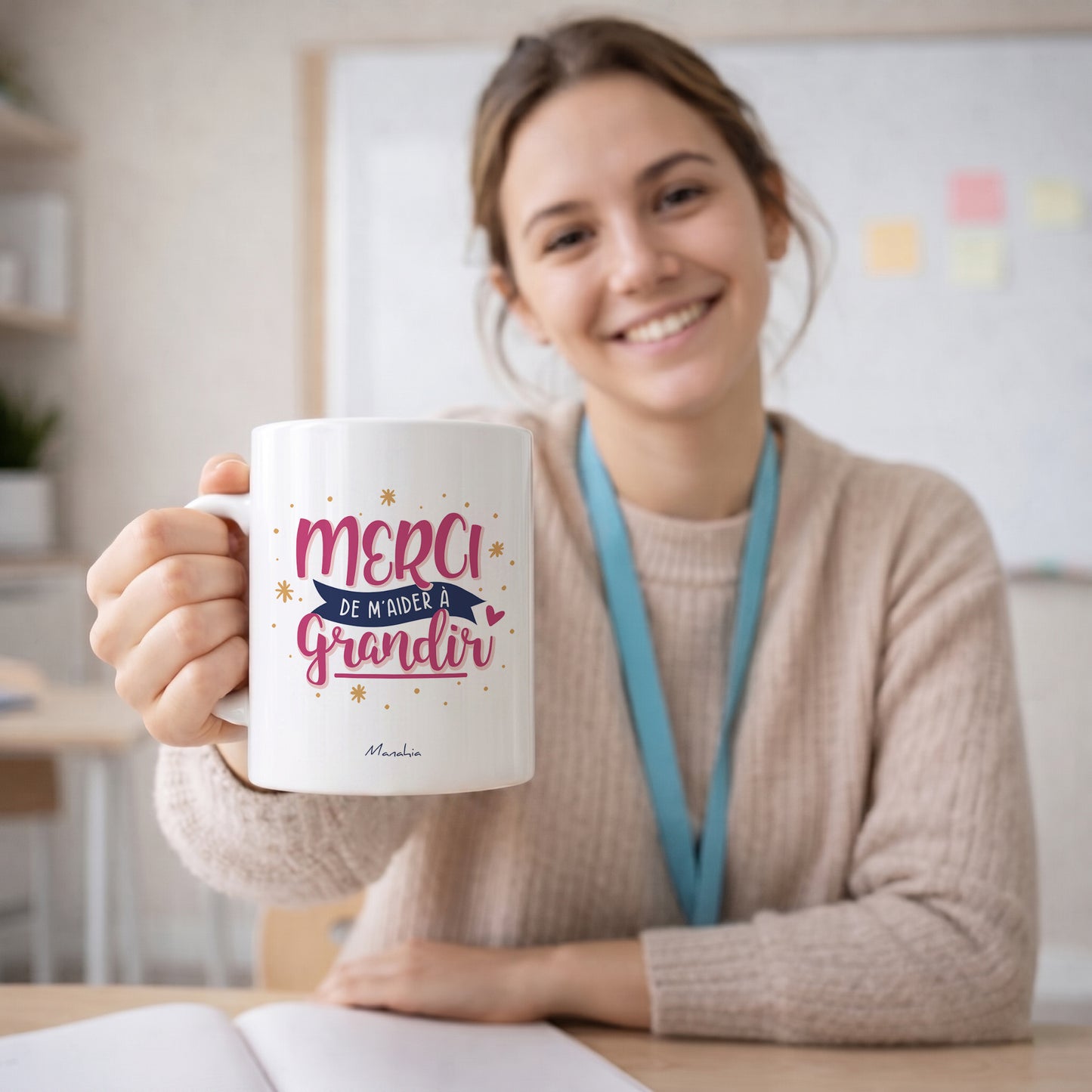 Mug école & nounou – Merci de m'aider à grandir – cadeau nounou – cadeau école