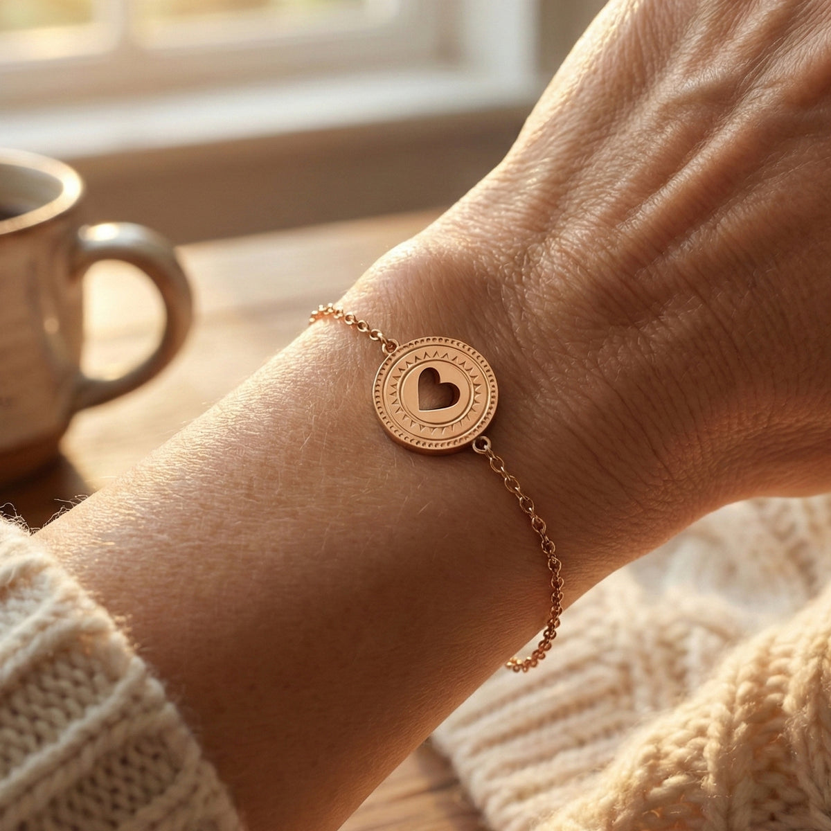 Bracelet Marraine - Médaillon Doré en Acier Inoxydable