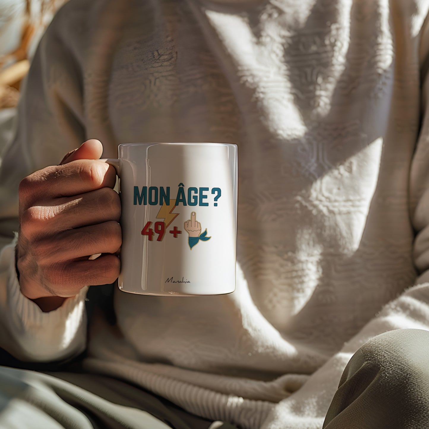 Mug anniversaire 50 ans - Homme - Mon âge ? 49 +