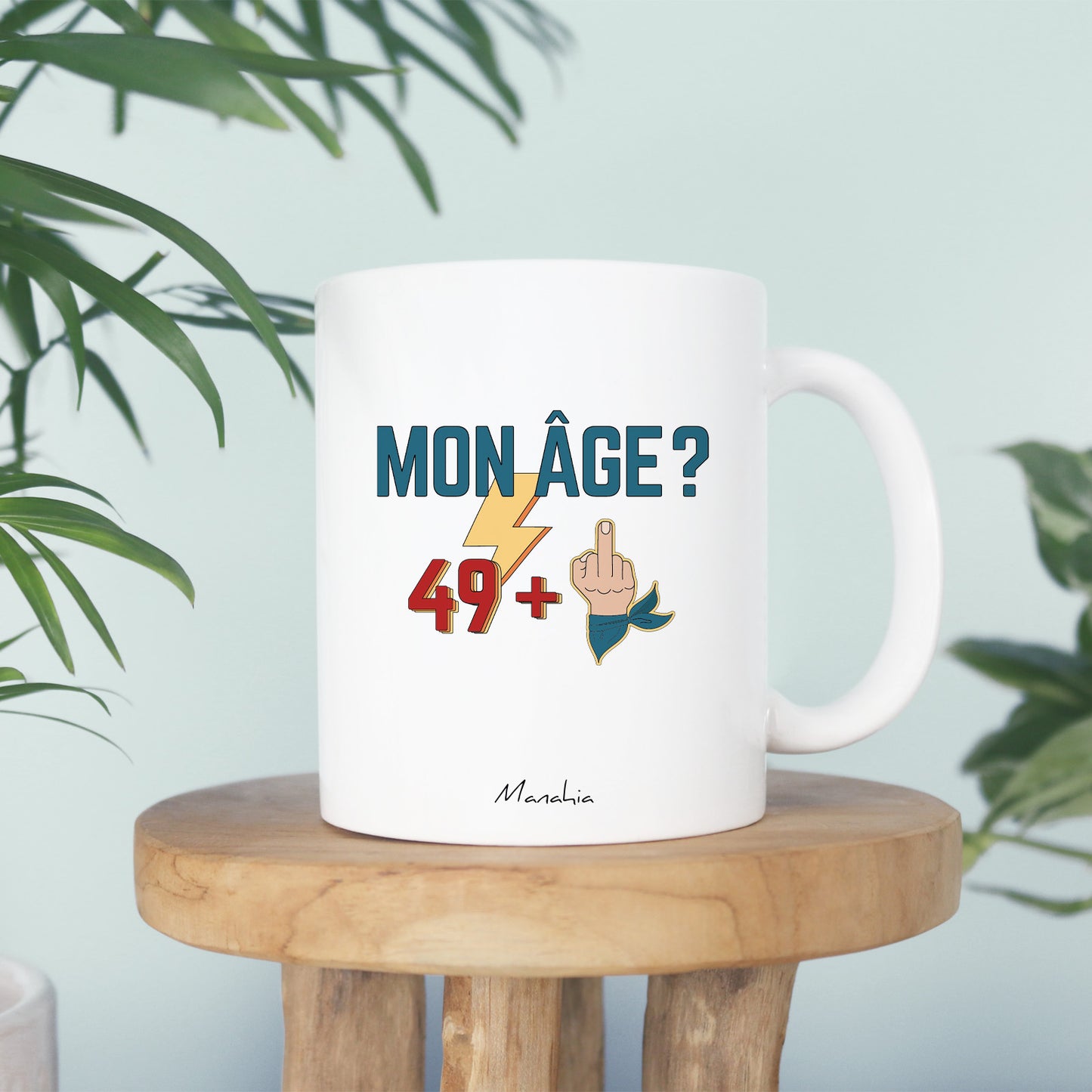 Mug anniversaire 50 ans - Homme - Mon âge ? 49 +