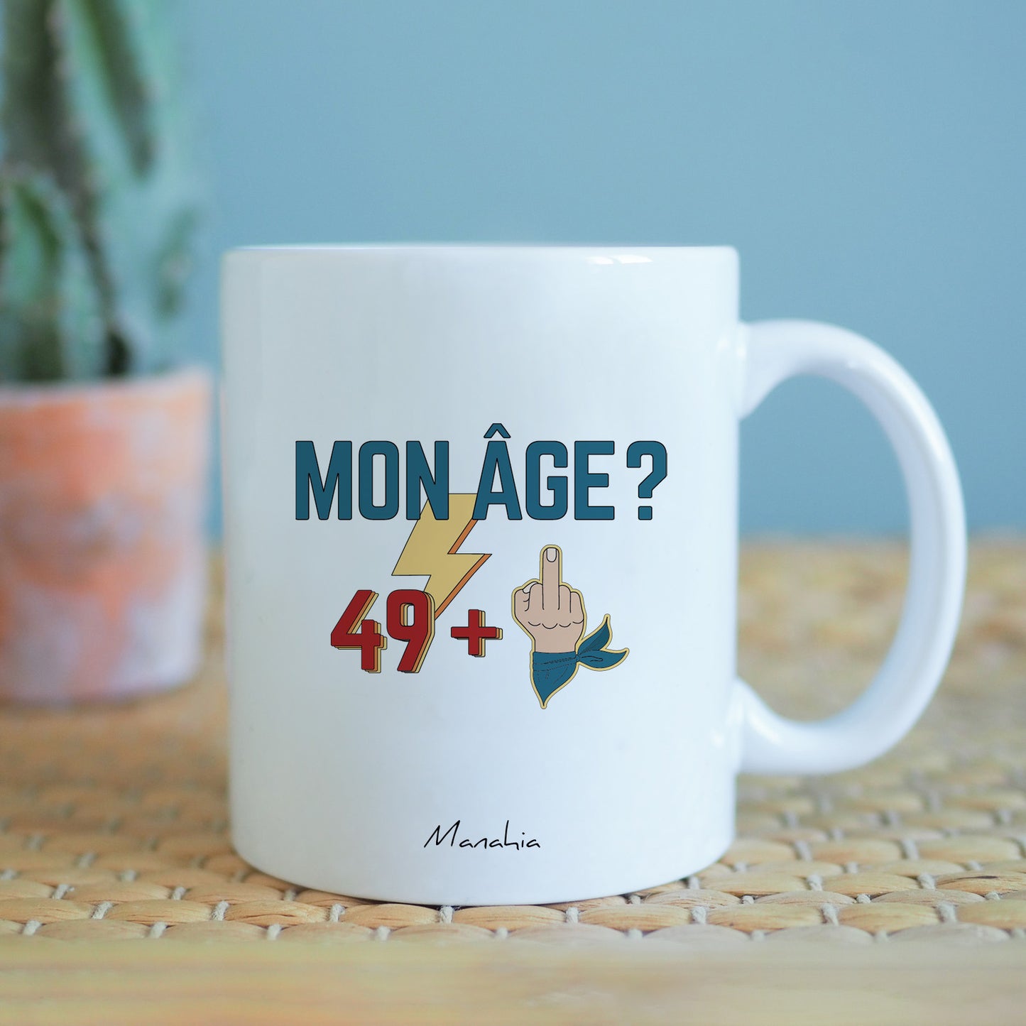 Mug anniversaire 50 ans - Homme - Mon âge ? 49 +