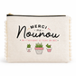 Pochette pompons nounou – Merci ma nounou de t’occuper si bien de moi – pochette coton – cadeau nounou – fin d’année scolaire