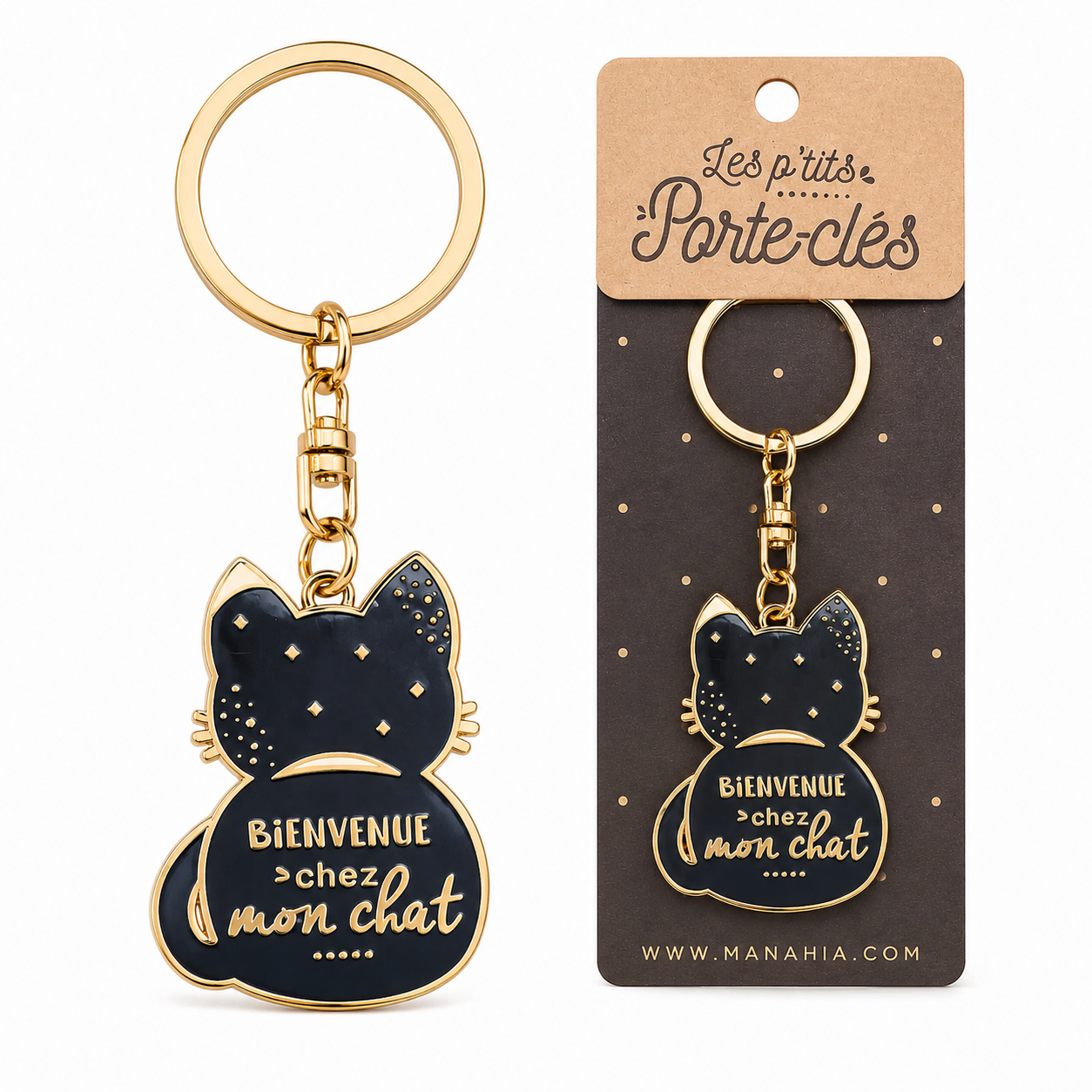 Porte-clés - Chat - Bienvenue chez mon chat – cadeau chat – cadeau crémaillère