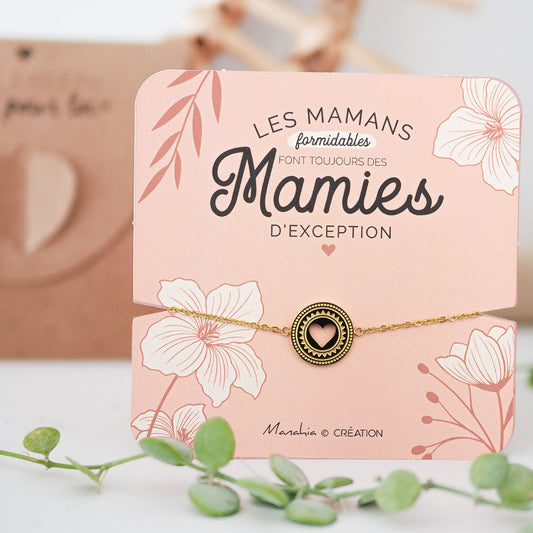 Bracelet médaillon doré future mamie, annonce de grossesse - Manahia