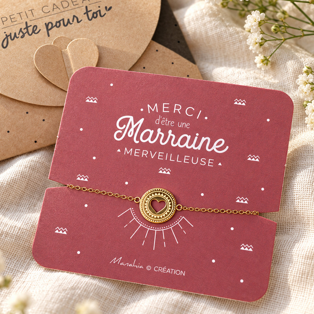 Bracelet Marraine - Médaillon Doré en Acier Inoxydable