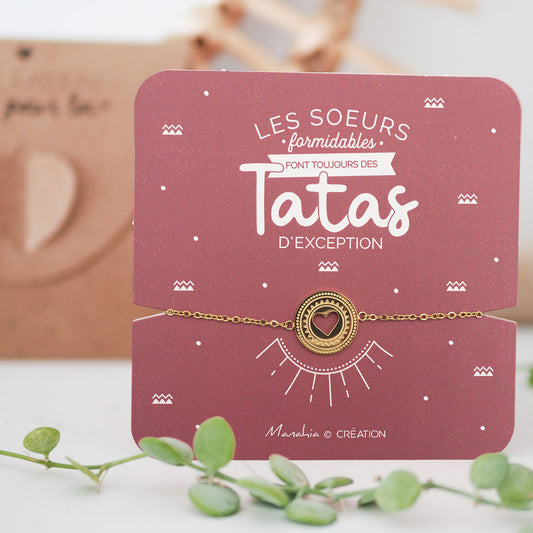 Bracelet médaillon doré tata, annonce de grossesse - Manahia
