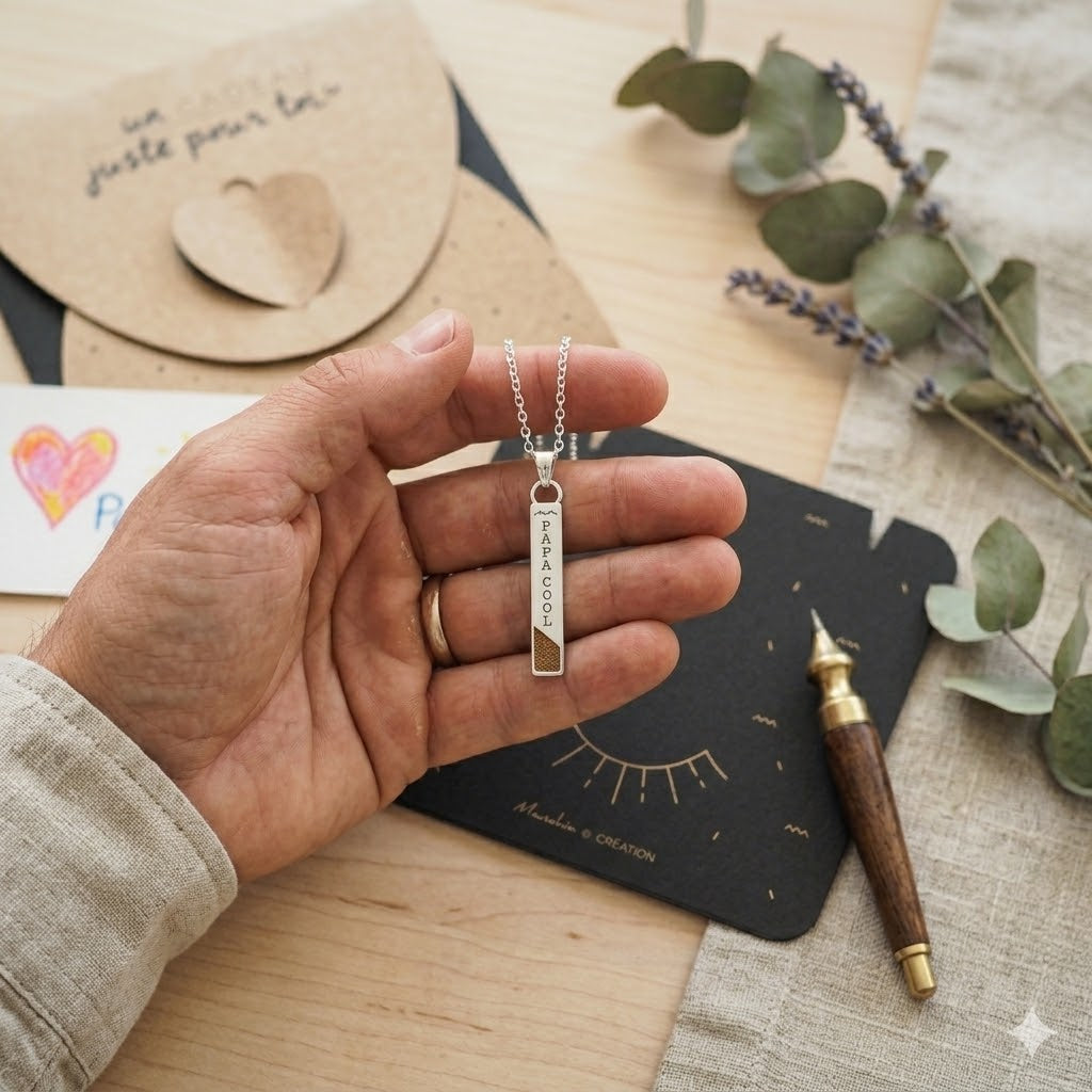 Collier papa cool gravé – cadeau papa – fête des pères – cadeau futur papa