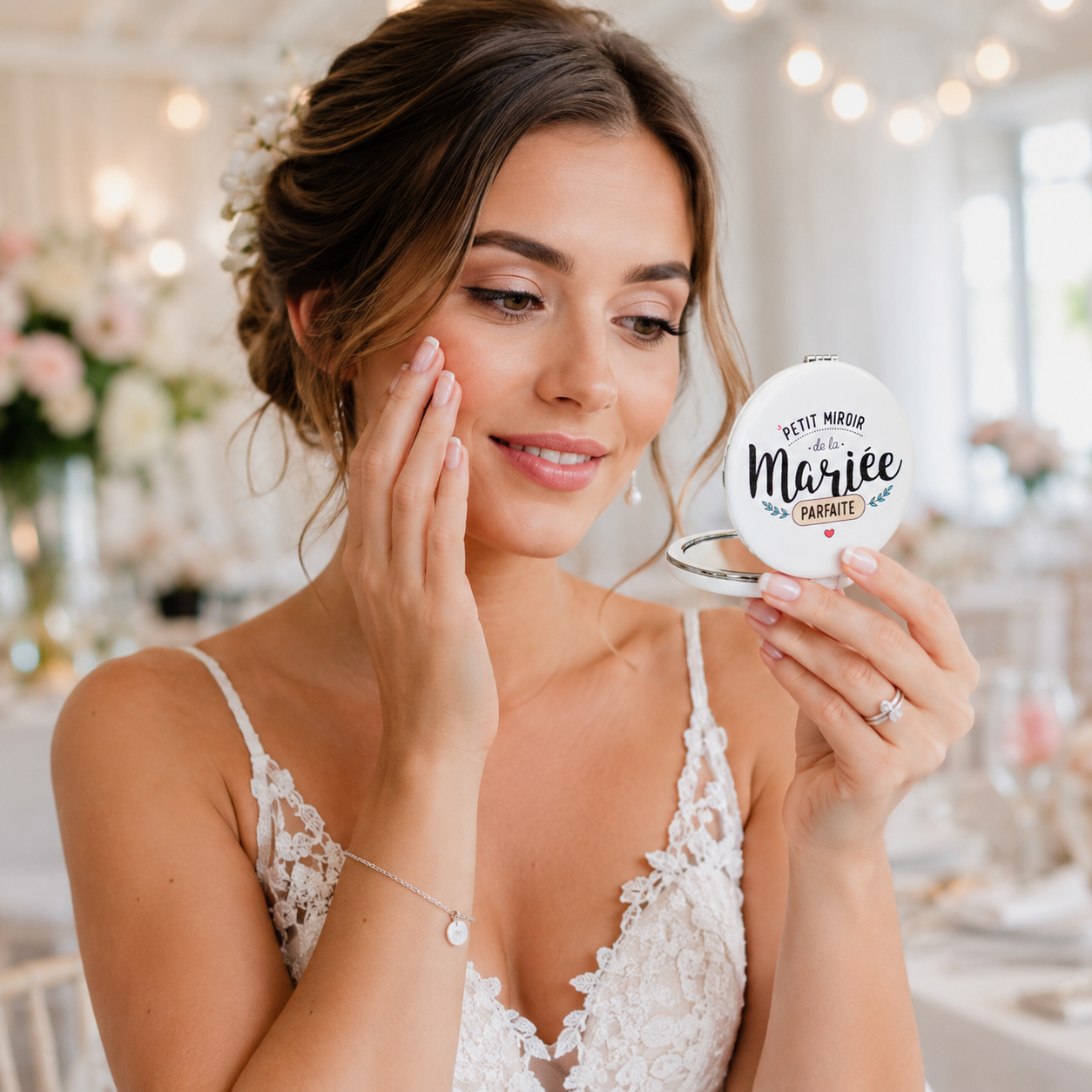 Miroir de poche mariée – Petit miroir de la mariée parfaite – cadeau mariée