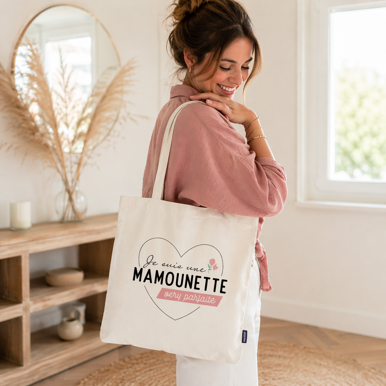Tote bag mamounette – Je suis une mamounette very parfaite – sac coton – cadeau maman – fête des mères