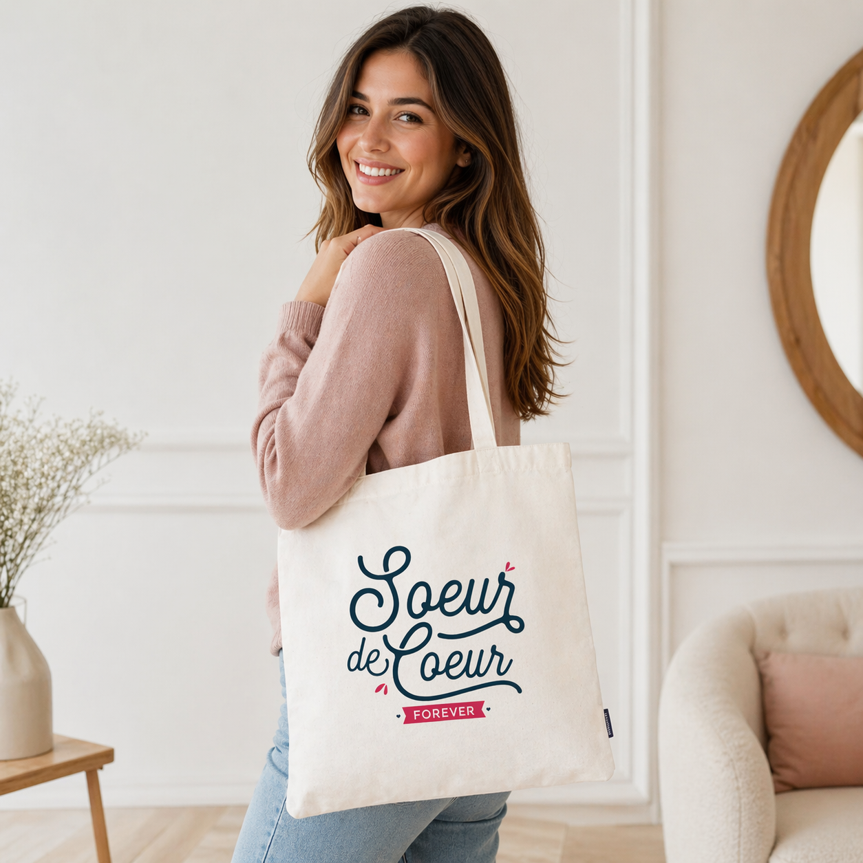Tote bag sœur de cœur – Sœur de cœur forever – sac coton – cadeau amie – anniversaire