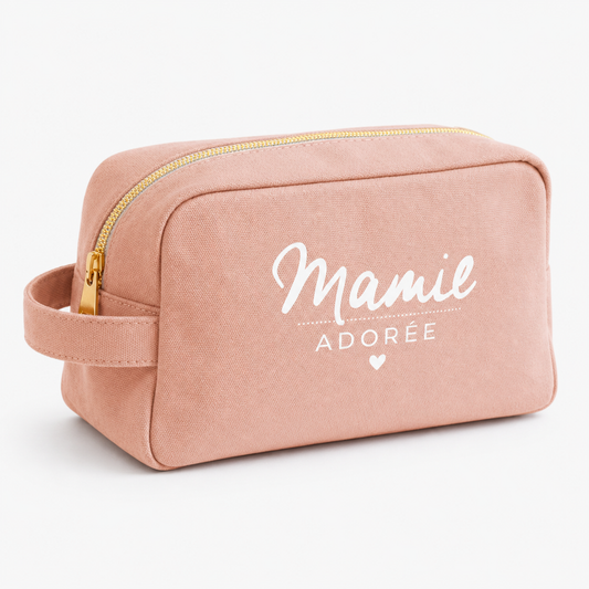 Trousse de toilette mamie – Mamie adorée – trousse de voyage femme – cadeau mamie – fête des grands-mères