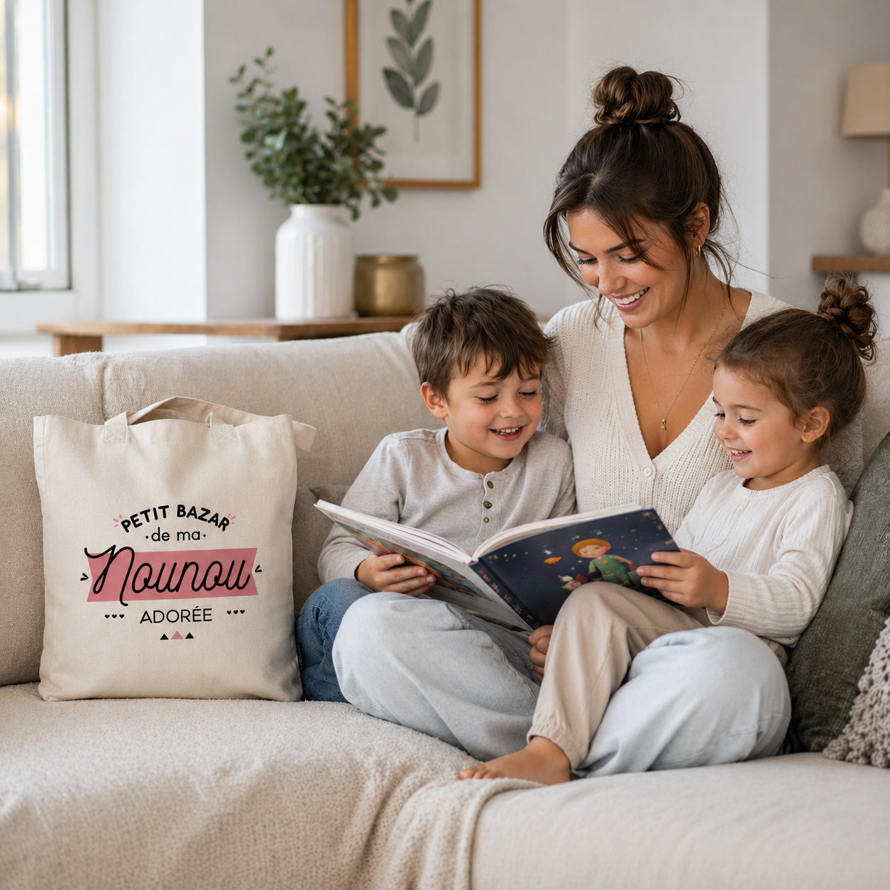 Tote bag nounou – Petit bazar de ma nounou adorée – sac coton – cadeau nounou – fin d’année scolaire