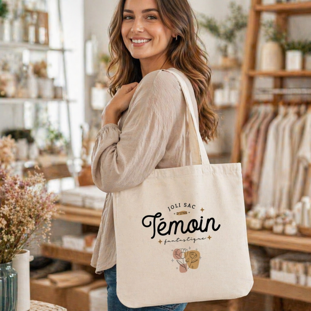 Tote bag témoin – Joli sac d’une témoin fantastique – sac coton – cadeau témoin – mariage – EVJF