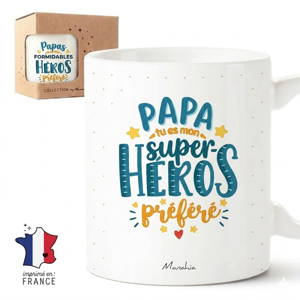 Mug papa – Papa, tu es mon super-heros préféré – cadeau papa – fête des pères