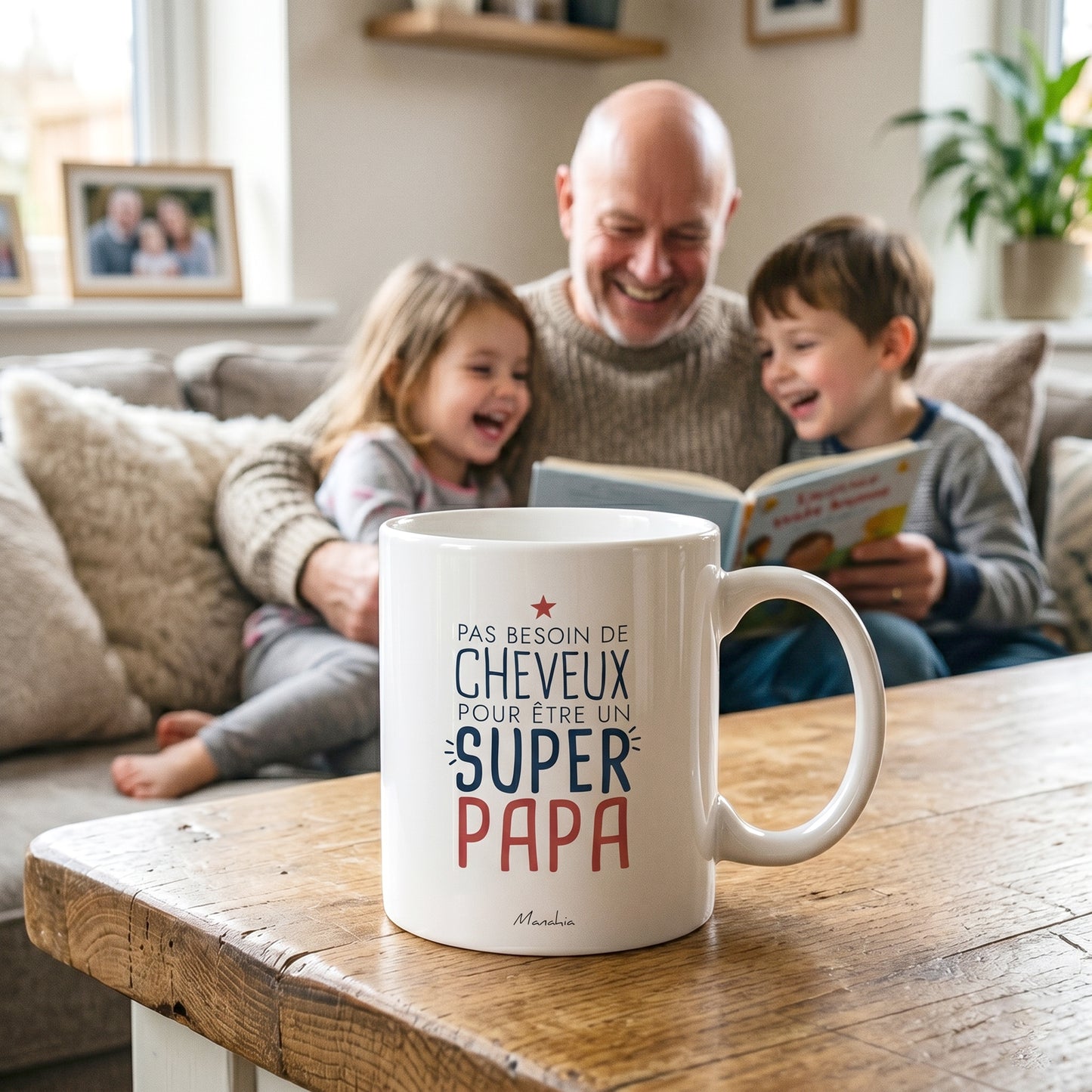 Mug papa – Pas besoin de cheveux pour être un super papa – cadeau papa – fête des pères