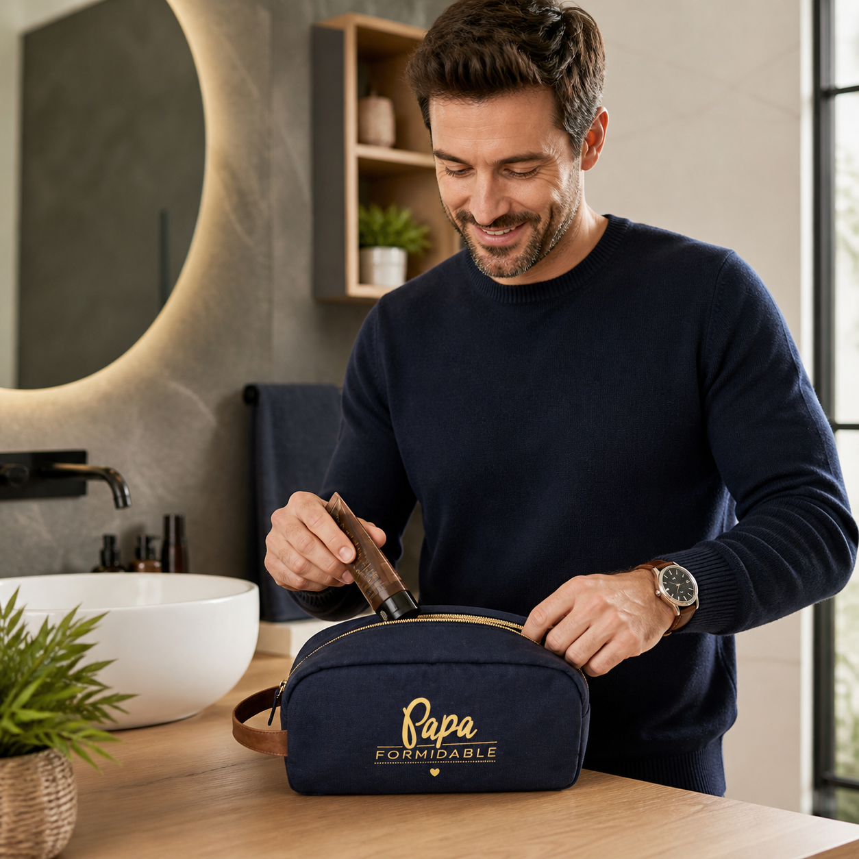 Trousse de toilette papa – Papa formidable – trousse de rasage homme – cadeau papa – fête des pères