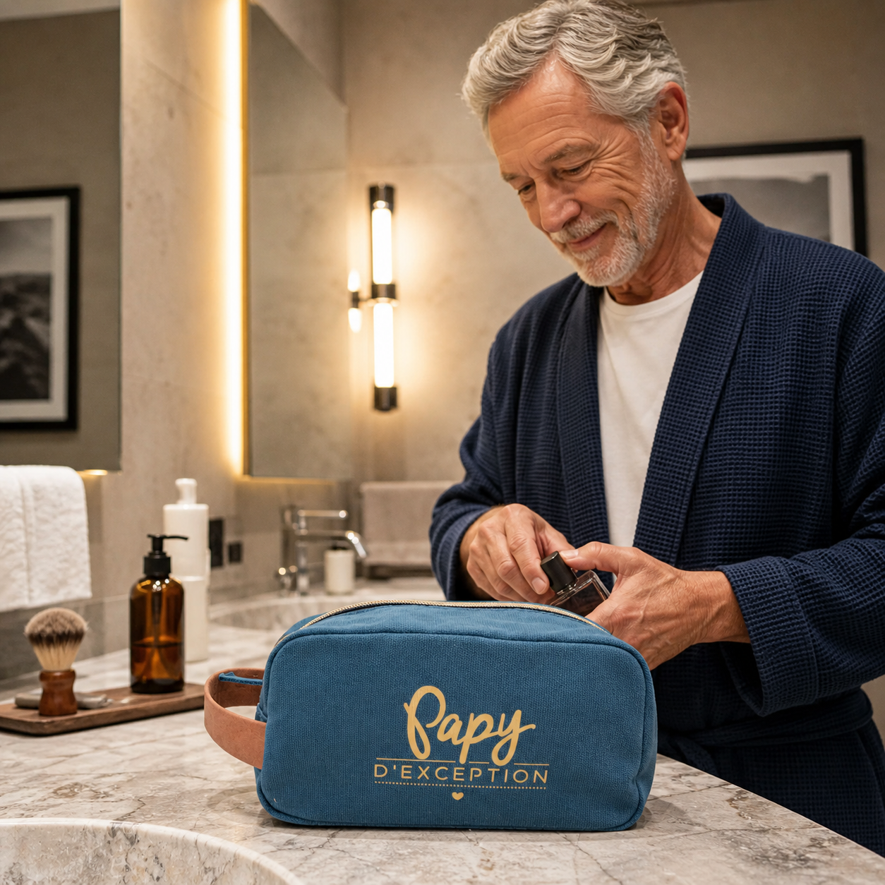 Trousse de toilette papy – Papy d’exception – trousse de rasage homme – cadeau papy – fête des grands-pères