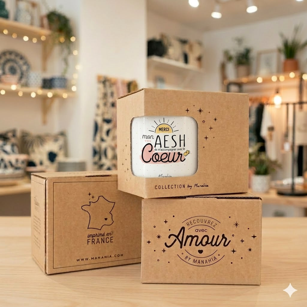 Mug AESH – Merci mon AESH de m'accompagner avec le cœur – cadeau AESH – fin d’année scolaire