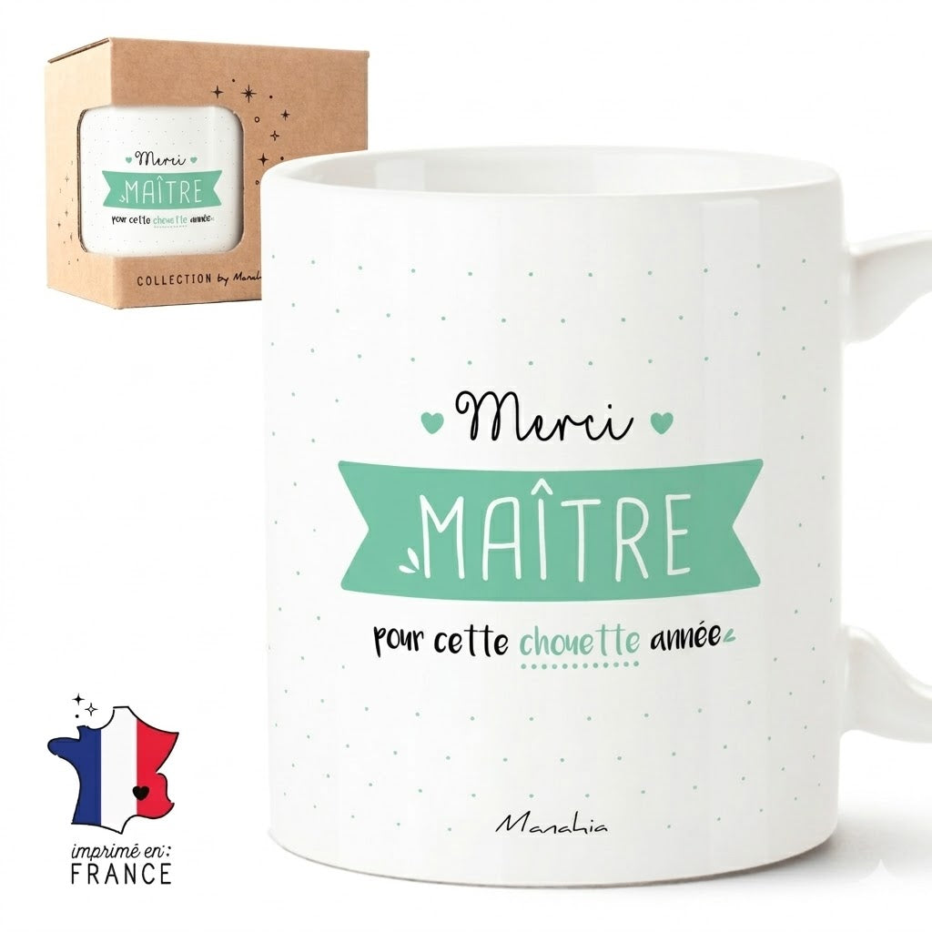 Mug maître – Merci maître pour cette chouette année – cadeau maître – fin d’année scolaire