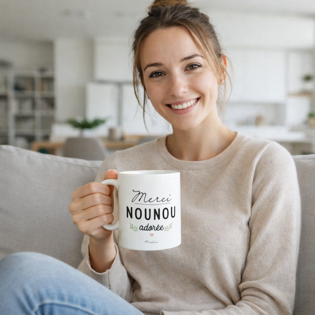 Mug nounou – Merci nounou adorée – cadeau nounou – fin d’année scolaire – merci nounou
