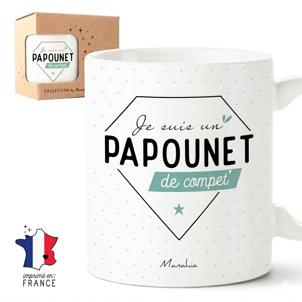 Mug papounet – Je suis un papounet de compet' – cadeau papa – fête des pères
