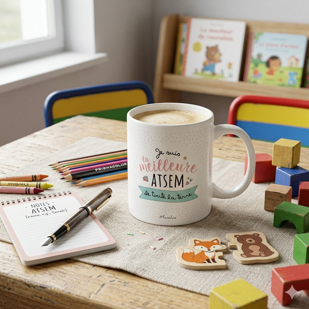 Mug ATSEM – Je suis la meilleure ATSEM de toute la terre – cadeau ATSEM – fin d’année scolaire