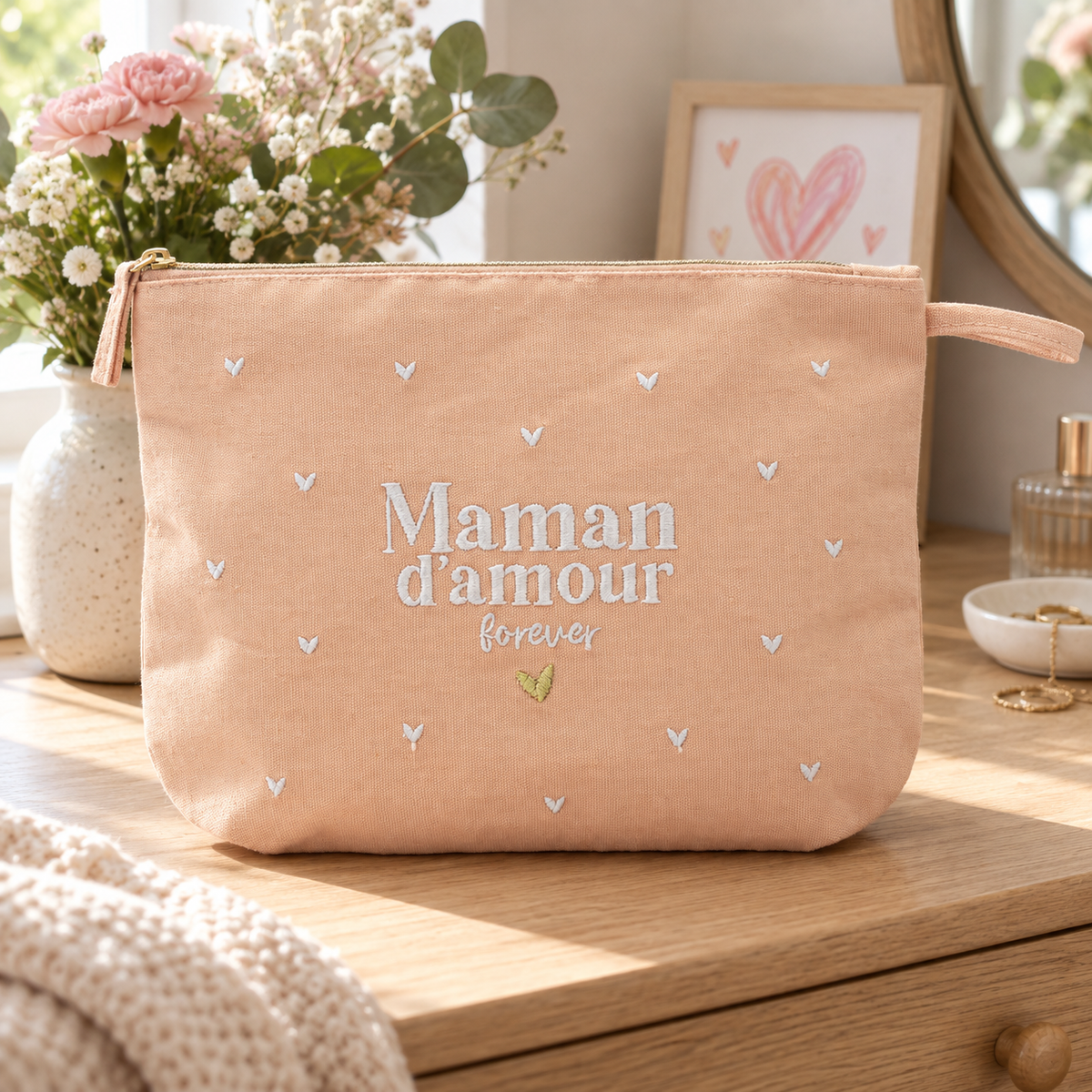 Pochette brodée maman – Maman d'amour forever