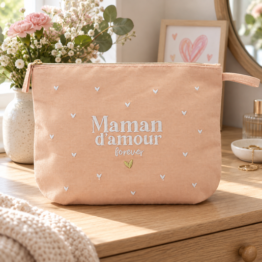 Pochette brodée maman – Maman d'amour forever