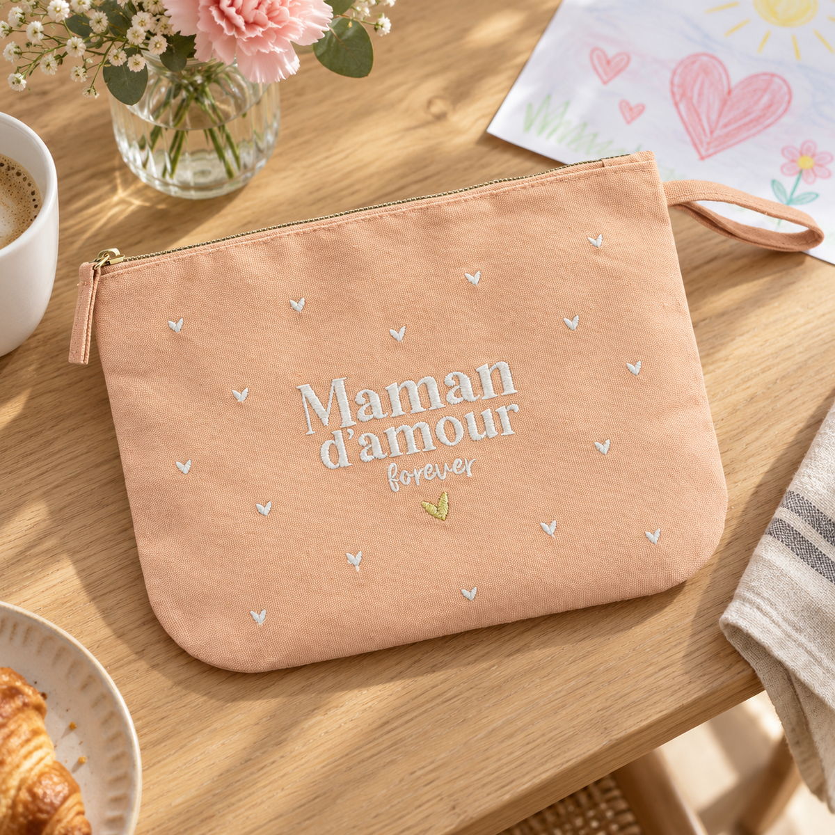 Pochette brodée maman – Maman d'amour forever