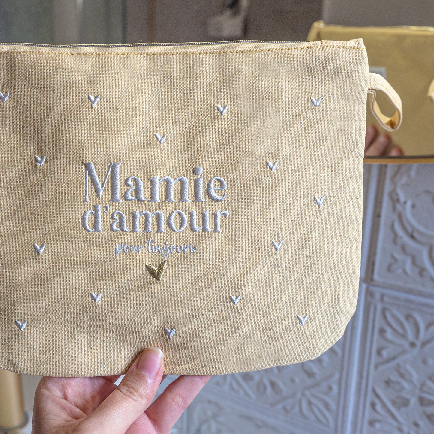 Pochette brodée - Mamie d'amour pour toujours