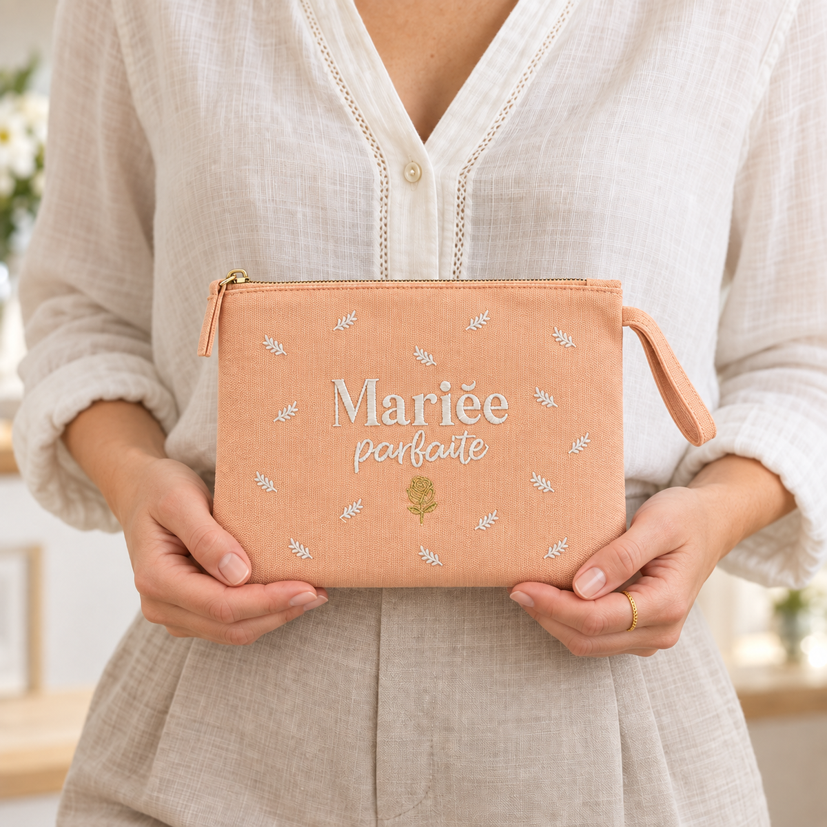 Pochette brodée mariée – Mariée parfaite