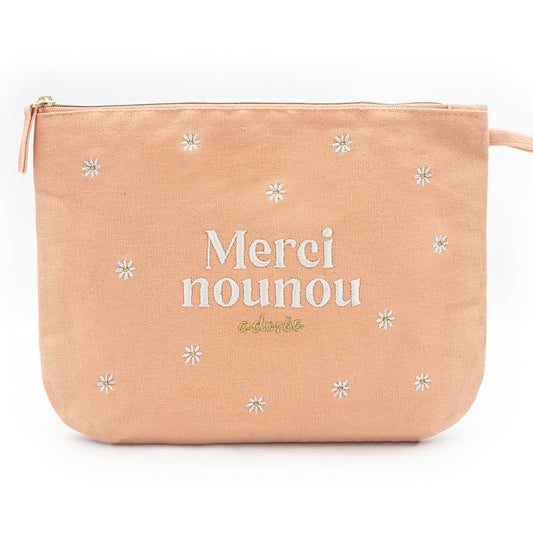 Pochette brodée - Merci nounou adorée