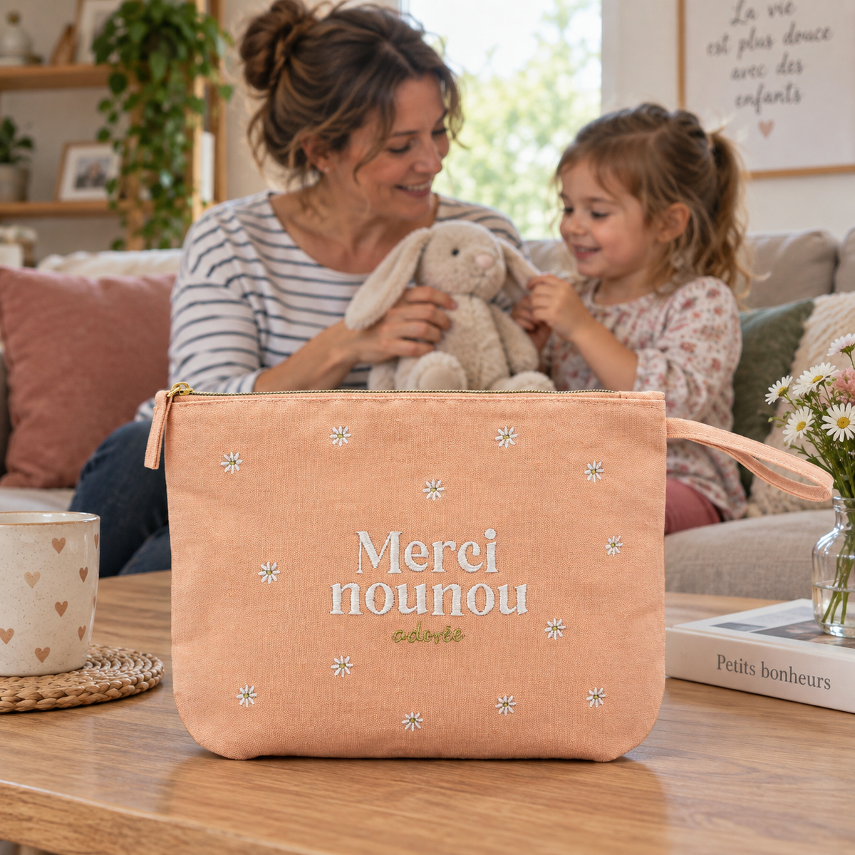 Pochette brodée nounou – Merci nounou adorée