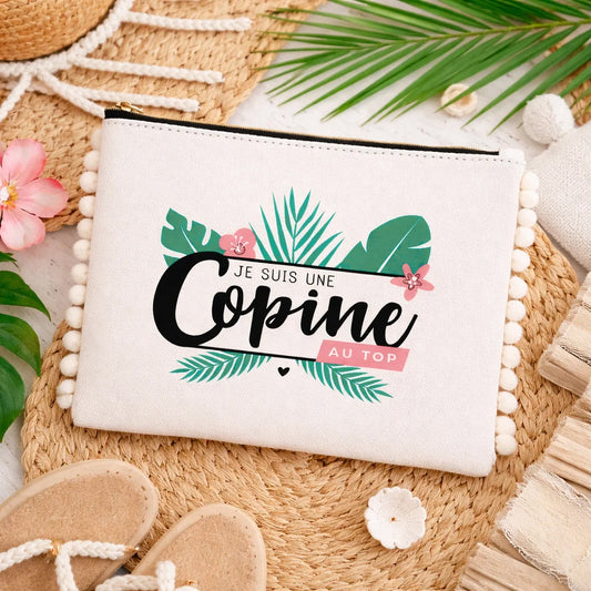 Pochette pompons copine – Je suis une copine au top