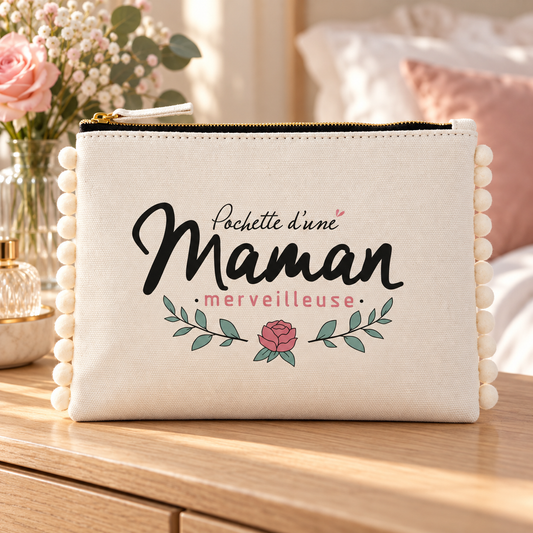 Pochette pompons maman – Pochette d'une maman merveilleuse