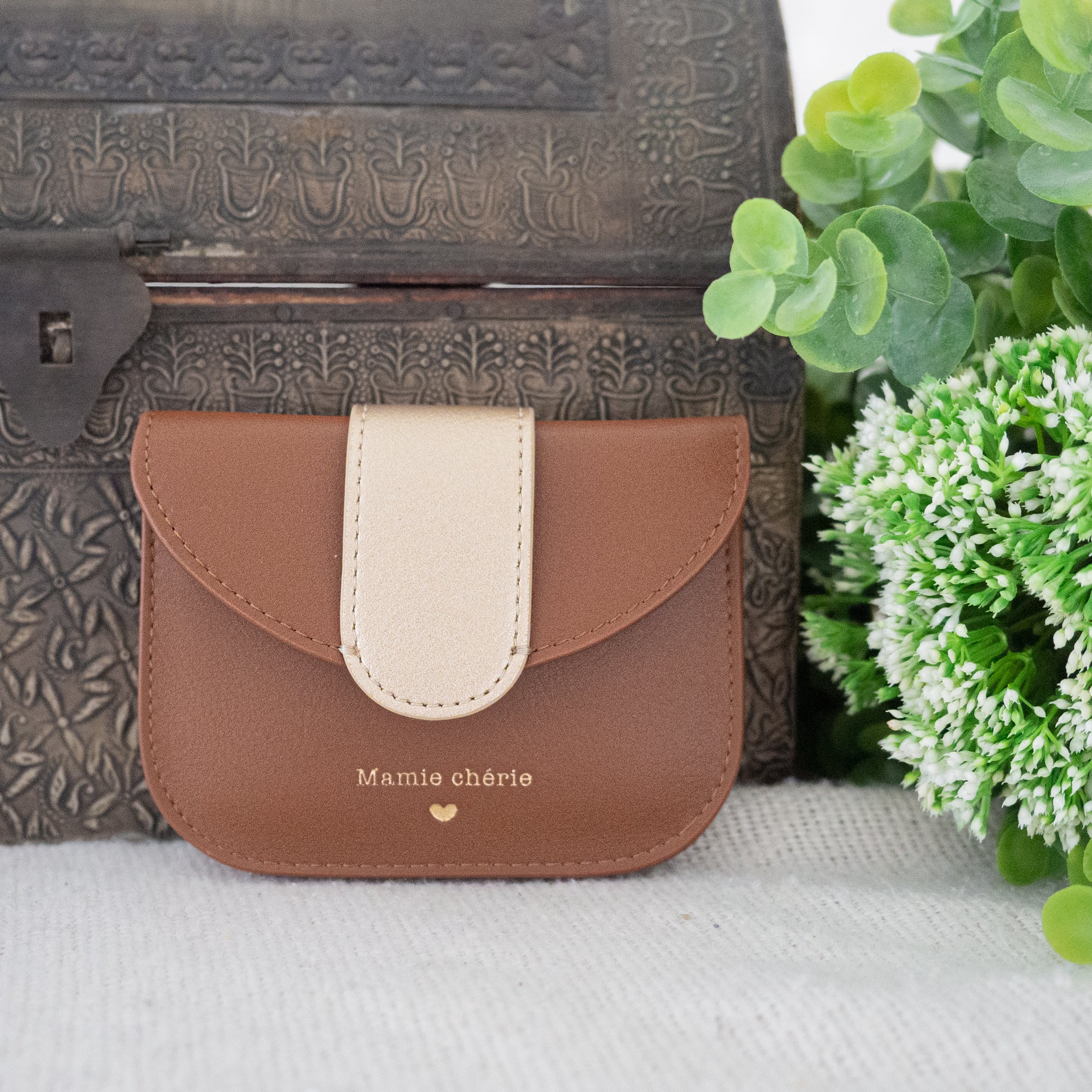 Porte-cartes Et Porte-monnaie Personnalisable "Meilleure Mamie" - Simili Cuir, Zip, Fait En France