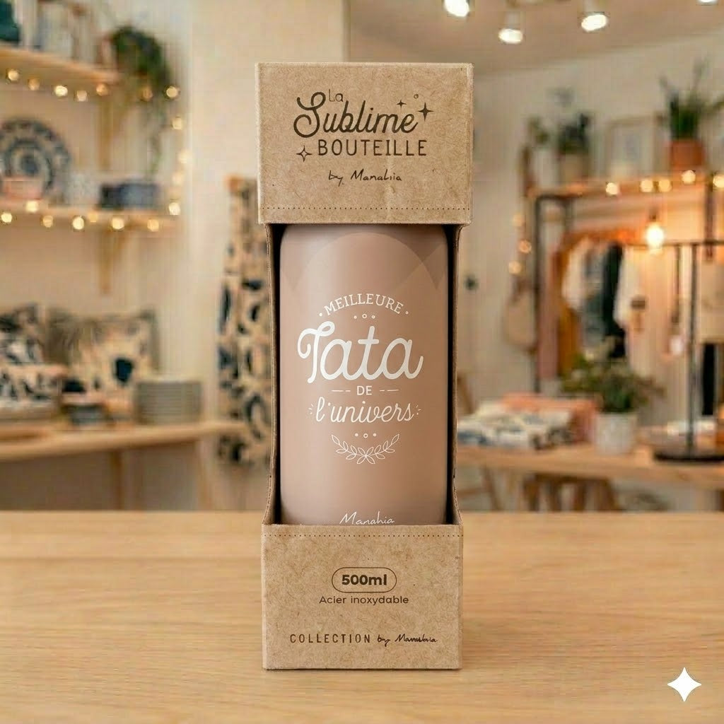 Bouteille tata – Meilleure tata de l’univers – gourde isotherme inox 500 ml – cadeau tata