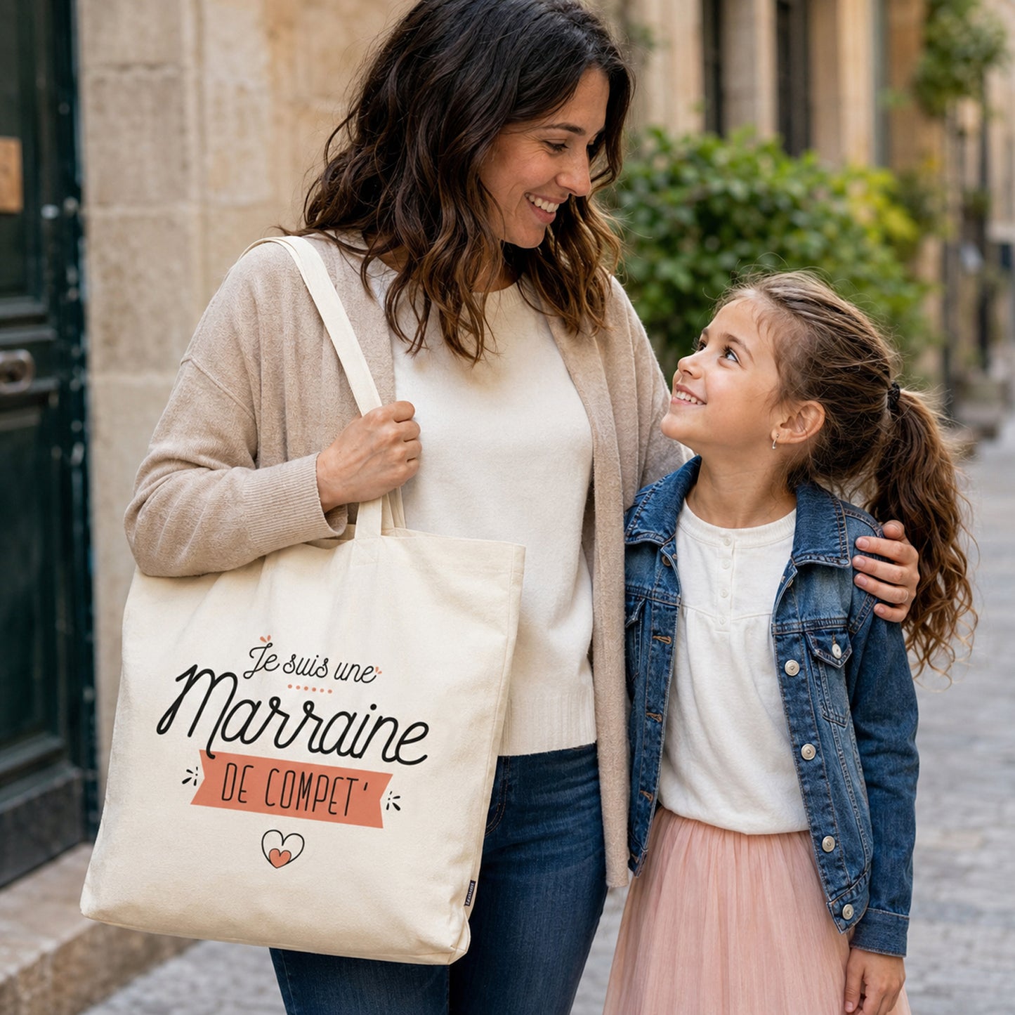Tote bag marraine – Je suis une marraine de compet' – sac coton – cadeau marraine – baptême
