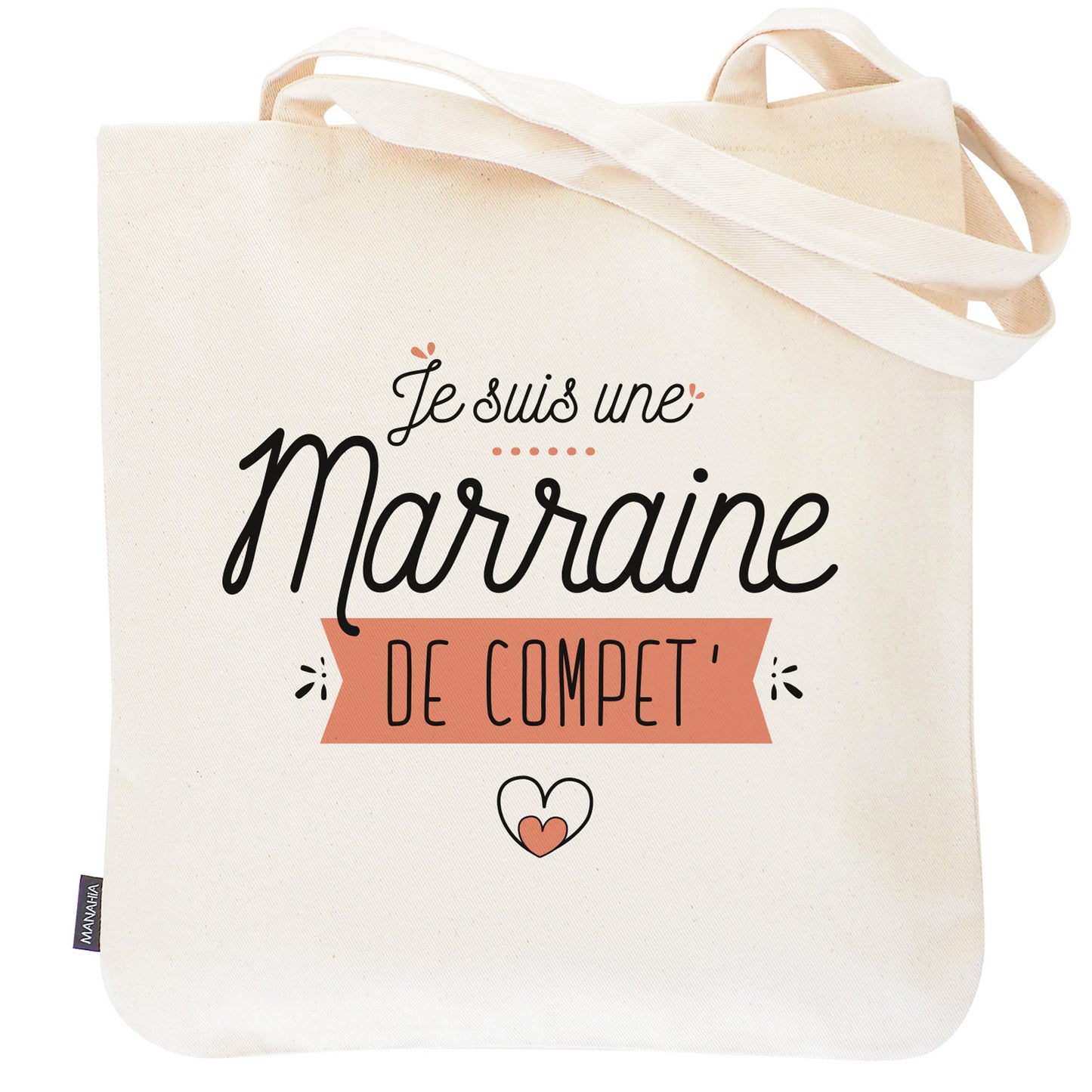Tote bag marraine – Je suis une marraine de compet' – sac coton – cadeau marraine – baptême
