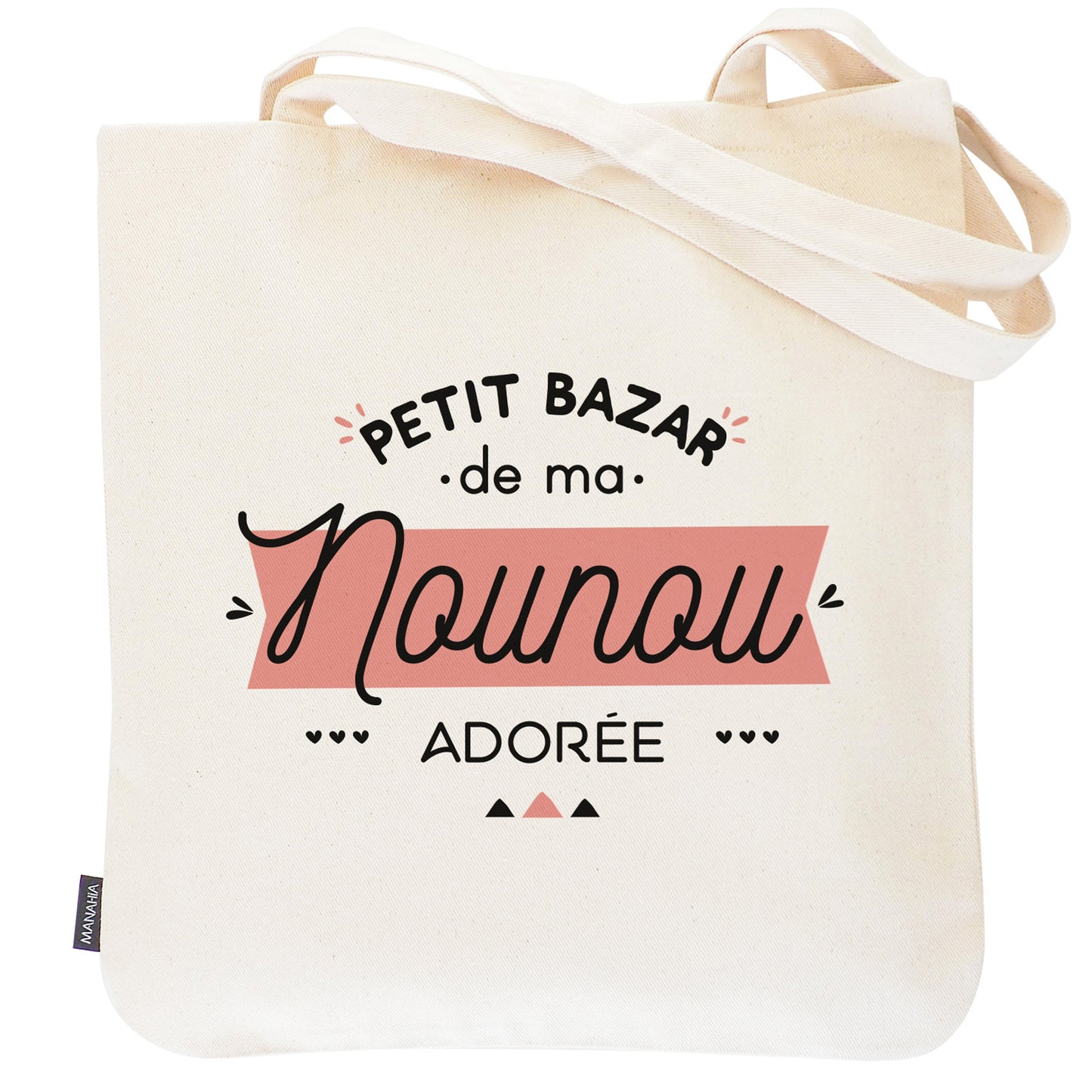 Tote bag nounou – Petit bazar de ma nounou adorée – sac coton – cadeau nounou – fin d’année scolaire