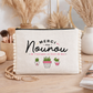 Pochette pompons nounou – Merci ma nounou de t’occuper si bien de moi – pochette coton – cadeau nounou – fin d’année scolaire