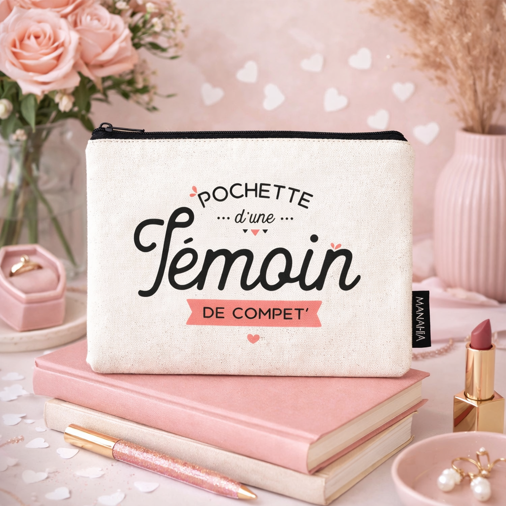 Pochette témoin – Pochette d’une témoin de compet' – pochette coton – cadeau témoin - EVJF