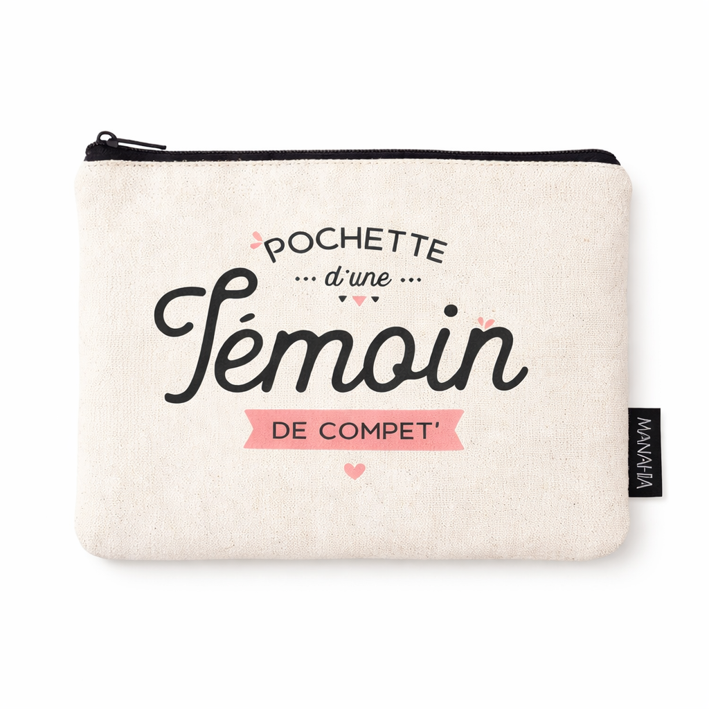 Pochette témoin – Pochette d’une témoin de compet' – pochette coton – cadeau témoin - EVJF
