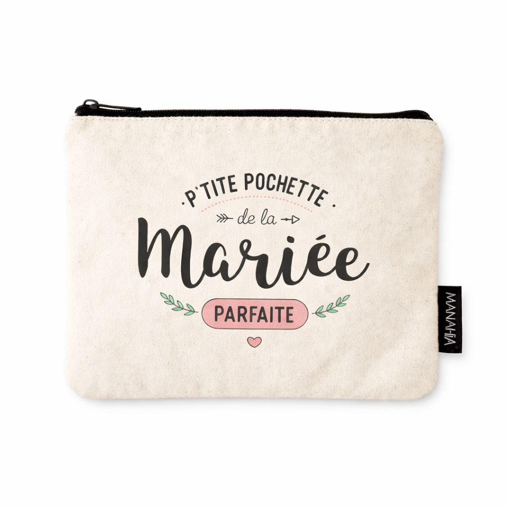 Pochette mariée – Petite pochette de la mariée parfaite – pochette coton – cadeau mariage – EVJF