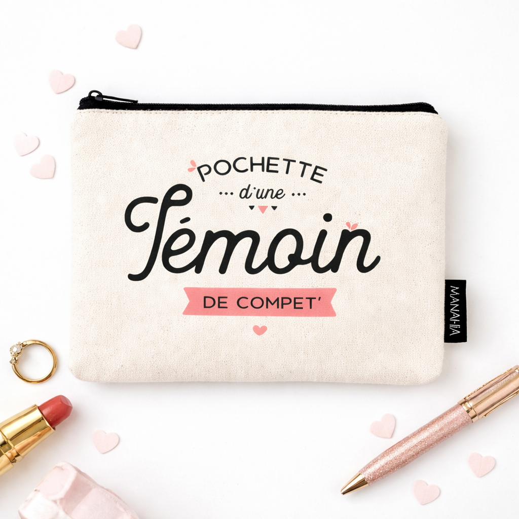 Pochette témoin – Pochette d’une témoin de compet' – pochette coton – cadeau témoin - EVJF