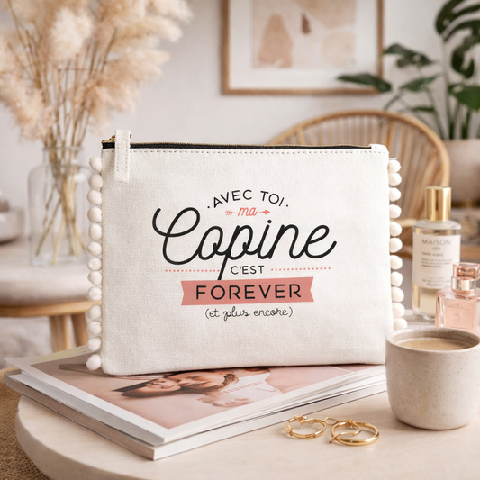 Pochette - pompon - Avec toi ma copine, c'est forever et plus encore - Manahia
