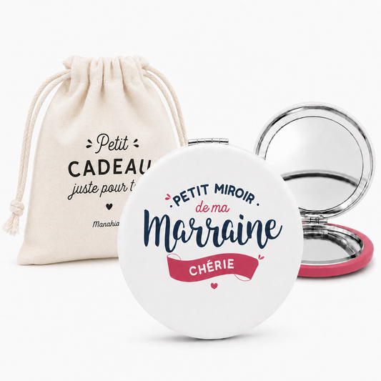 Miroir de poche marraine – Petit miroir de ma marraine chérie – cadeau marraine