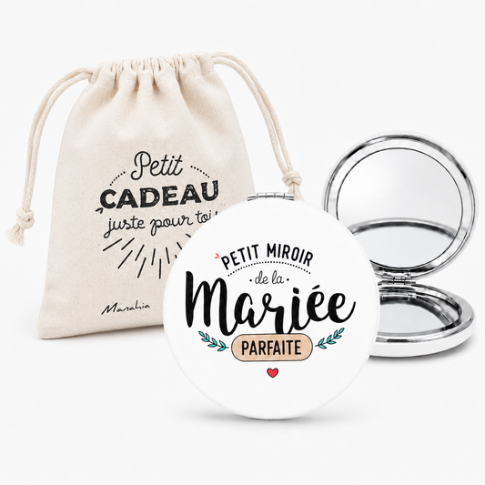 Miroir de poche mariée – Petit miroir de la mariée parfaite – cadeau mariée